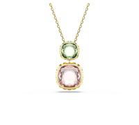 Swarovski Colgante Chroma, Colgante Versátil, Diseño Reversible ReCreated™ Crystal Verde, Azul, y Cristal Rosa, Cadena y Diseño Baño en Tono Oro, Colección Chroma Twist