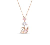 Swarovski Collar Dazzling Swan para Mujer, Colgante de Cisne y Cristales Blancos y Rosa, Baño Tono Oro Rosa, Colección Dazzling Swan de Swarovski