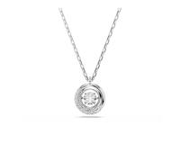 Swarovski Colgante Dextera, con un Aro Central con una Mitad Engastada con Cristales Transparentes en Pavé Zirconia que se Mueve en el Centro, Talla Redonda, Baño de Rodio, Blanco