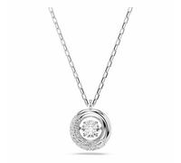 Swarovski Colgante Dextera, con un Aro Central con una Mitad Engastada con Cristales Transparentes en Pavé Zirconia que se Mueve en el Centro, Talla Redonda, Baño de Rodio, Blanco