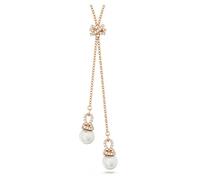 Swarovski Colgante en Y Originally, Perla de cristal, Blanco, Baño tono oro rosa