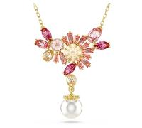 Swarovski Colgante Gema, corte mixto, perla de cristal, flor, rosa, chapado en oro, cristal, acabado dorado, circonita, sin piedra preciosa???? ?, cristal, acabado dorado, circonita, sin gema, ワンサイズ