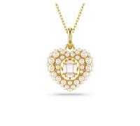Swarovski Colgante Hyperbola, Corazón, Blanco, Baño tono oro