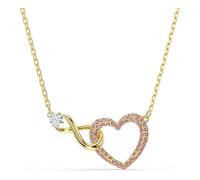 Swarovski Colgante Hyperbola, Talla redonda, Pavé, Infinity y corazón, Rosa, Baño tono oro