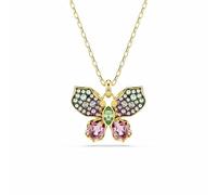 Swarovski Colgante Idyllia, Motivo Central Mariposa Suspendido de una Cadena, Cristales Multicolor de Diferentes Formas, Acabados en Técnicas Pavé, Cierre de Mosquetón, Baño Tono Oro