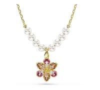 Swarovski Colgante Idyllia, Perla de cristal, Tallas mixtas, Flor, Multicolor, Baño tono oro