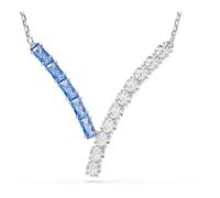 Swarovski Colgante Matrix, Suspendido de una Delicada Cadena, Diseño Zirconia Transparentes y Azules en una Vívida Combinación de Tallas Redondas y Baguette, Baño de Rodio, Azul