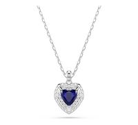 Swarovski Colgante One, Talla de corazón, Pavé, Corazón, Azul, Baño de rodio