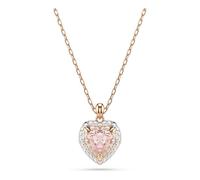 Swarovski Colgante One, Talla de corazón, Pavé, Corazón, Rosa, Combinación de acabados metálicos
