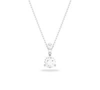 Swarovski Collar Solitaire para mujer, cristales talla redonda blanco, baño de rodio