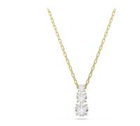 Swarovski Pendientes de Aro Stilla Attract, con Trío Zirconia Transparentes en Talla Redonda y Pavé, Colección Stilla Attract, Baño en Tono Oro, Blancos