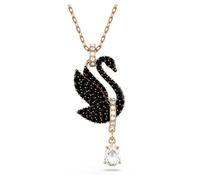 Swarovski Colgante Swan, Cisne, Negro, Baño tono oro rosa