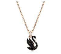 Swarovski Colgante Swan, Cisne, Pequeño, Negro, Baño tono oro rosa
