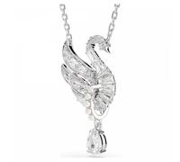 Swarovski Colgante Swan, Motivo Central Zirconia Transparentes y Presenta una Única Talla de Pera que Cuelga de un Aro con Pavé Crystal Pearls, Baño de Rodio, Blanco