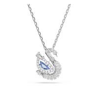 Swarovski Colgante Swan, Zirconia y Dancing Stone en una Elegante Silueta Central en Forma de Cisne, Tallas Mixtas, Colección Swan, Baño de Rodio, Azul