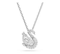 Swarovski Colgante Swan, Zirconia y Dancing Stone en una Elegante Silueta Central en Forma de Cisne, Tallas Mixtas, Colección Swan, Baño de Rodio, Blanco