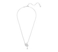 Swarovski Colgante Swan, Motivo Central Zirconia Transparentes y Presenta una Única Talla de Pera que Cuelga de un Aro con Pavé Crystal Pearls, Baño de Rodio, Blanco