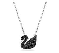 Swarovski Collar con Colgante de Cisne Iconic Swan para Mujer, con Cristales Negros, Baño de Rodio, Colección Iconic Swan de Swarovski