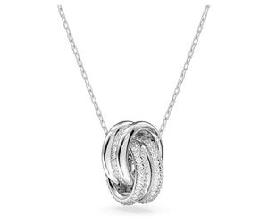 Swarovski Collar con colgante Hyperbola para mujer, círculos entrelazados, color blanco, placa de rodio, 5646724, talla única, Cristales, chapado en plata/blanco, Circonia cúbica
