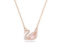 Swarovski Collar Dazzling Swan para Mujer, Colgante de Cisne y Cristales Blancos y Rosa, Baño Tono Oro Rosa, Colección Dazzling Swan de Swarovski
