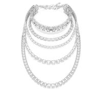 Swarovski Collar de hilos fijos Millenia, Corte mixto, Blanco, Chapado en rodio