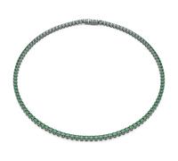 Swarovski Collar de tenis Matrix, corte redondo, verde, chapado en rutenio