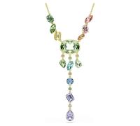 Swarovski Collar en Y Gema, Corte Mixto, Multicolor, Chapado en Oro