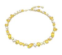 Collar Gema, Tallas mixtas, Amarillo, Baño tono oro OS