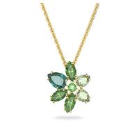 Swarovski collar gema,tallas mixtas,flor,verde,baño tono oro