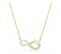 Swarovski Collar Hyperbola, Talla de corazón, Pavé, Símbolo del infinito, Blanco, Baño tono oro