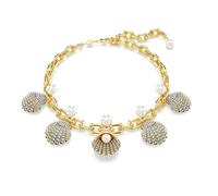 Swarovski Collar Idyllia Crystal pearls concha blanca chapado en color oro