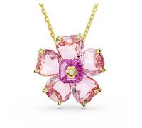 Swarovski Collar Idyllia, Flor, Rosa, Baño tono oro