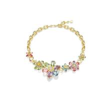 Swarovski Collar Idyllia, Tallas mixtas, Flor, Multicolor, Baño tono oro