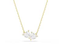 Swarovski Collar Mesmera, Zirconias en Forma de Corazones Gemelos, el Diseño se Complementa con su Elegante y Discreta cadena, Baño Tono Oro, Blanco