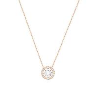 Swarovski Collar para mujer Sparkling Dance redondo, blanco, oro rosa, 38 cm de largo, 5294870