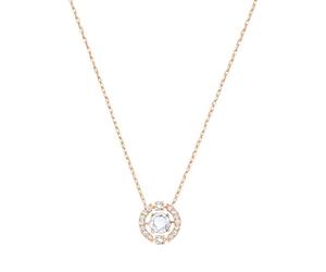 Swarovski Collar para mujer Sparkling Dance redondo, blanco, oro rosa, 38 cm de largo, 5294870