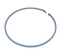 Swarovski Collar Tennis Matrix, corte redondo, azul, chapado en rutenio