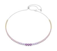 Swarovski Collar Tennis Matrix, Degradado de tallas redondas, Multicolor, Baño de rodio