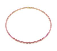 Swarovski Collar Tennis Matrix, Talla redonda, Rosa, Baño tono oro