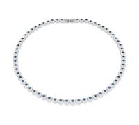 Swarovski Collar Tennis Una Angelic, Talla redonda, Azul, Baño de rodio