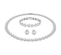Swarovski Conjunto de Collar, Pulsera y Pendientes Angelic para Mujer, con Cristales Blancos Talla Redonda, Baño de Rodio, Colección Angelic de Swarovski
