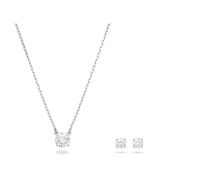 Swarovski Conjunto Attract, Talla redonda, Blanco, Baño de rodio