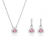 Swarovski Conjunto de Collar y Pendientes Millenia para Mujer, con Cristal Danzante Rosa, Baño de Rodio, Colección Millenia de Swarovski
