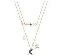 Collar Symbolica, Conjunto (2), Luna y estrella, Negro, Baño tono oro rosa OS