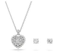 Swarovski Conjunto Hyperbola, Corazón, Blanco, Baño de rodio