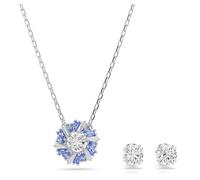 Swarovski Conjunto Idyllia Tallas mixtas, Flor, Azul, Baño de rodio