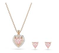 Swarovski Conjunto One, Talla de corazón, Pavé, Corazón, Rosa, Combinación de acabados metálicos