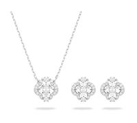 Conjunto Swarovski Sparkling Dance, Tallas mixtas, Trébol, Blanco, Baño de rodio OS