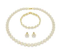 Swarovski Conjunto Una Angelic, Conjunto (3), Talla redonda, Blanco, Baño tono oro