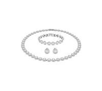 Swarovski Crystal Authentic Angelic All Around - Juego de collar, pulsera y pendientes, color blanco, acabado de rodio, joyería hipoalergénica brillante para mujer, colección de joyas de cristal sin